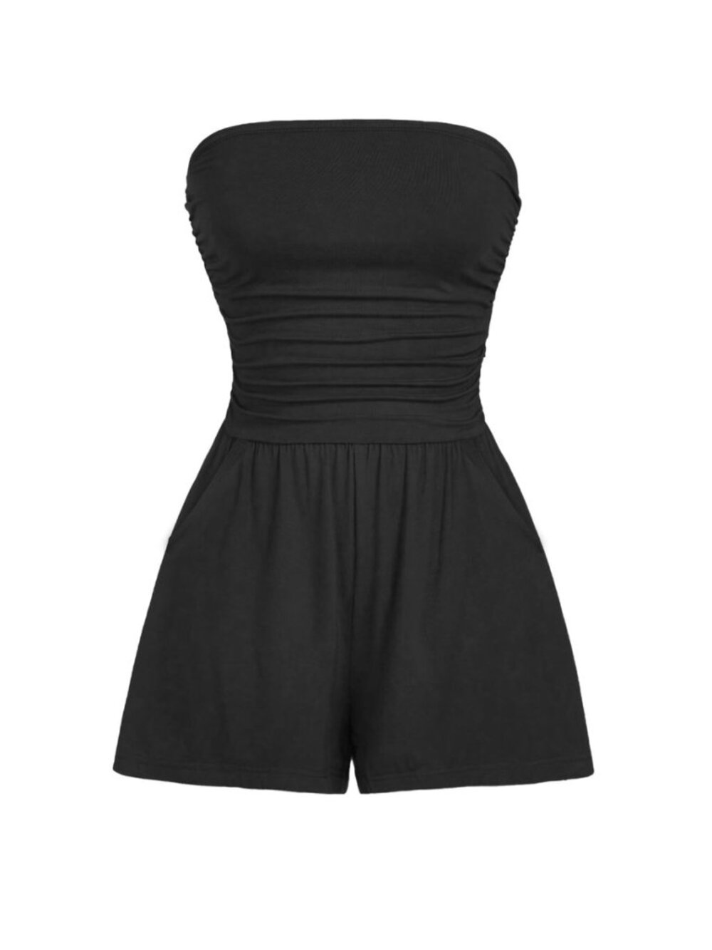 Women Summer Casual Strapless Romper Sleeveless Off Shoulder Short Jumpsuits